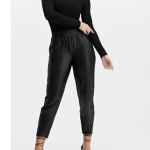 Fabletics Black Faux Leather Vegan High Waisted Pull On Pants Women's Large